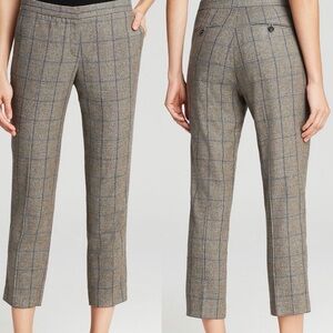 Theory Cropped Wool Blend Windowpane Plaid Pants